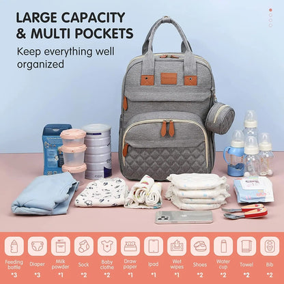 3-in-1 Backpack with Foldable Baby Bed & USB