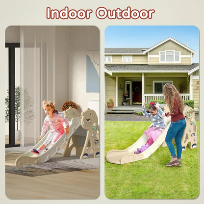 3-in-1 Foldable Toddler Slide with Hoop & Ring Toss