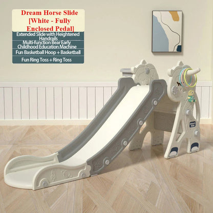 3-in-1 Foldable Toddler Slide with Hoop & Ring Toss