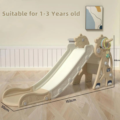 3-in-1 Foldable Toddler Slide with Hoop & Ring Toss