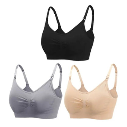 3pc Maternity Nursing Bra Set - Seamless, Breathable Cotton