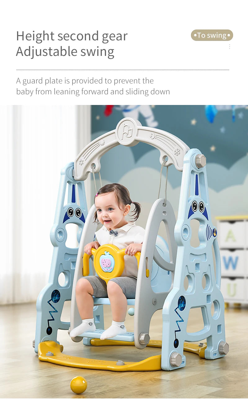 4-in-1 Indoor Playhouse Slide & Swing Set (PE) – YBC-TKR-007