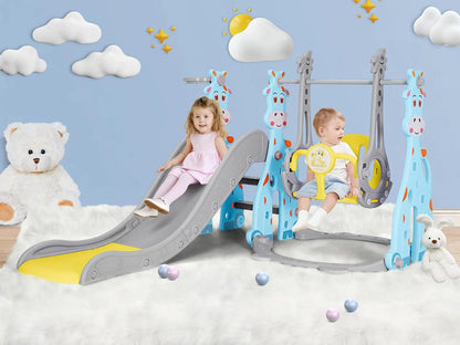 4-in-1 Toddler Slide & Swing Playset with Hoop & Ball