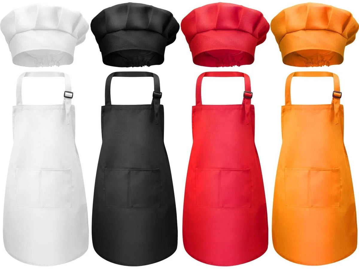 4pcs Kids' Apron Set - Front Pocket, Craft & Cooking Aprons