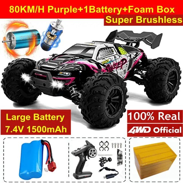 4WD RC Off-Road Drift Car - Super Brushless 50/80KM/h Toy