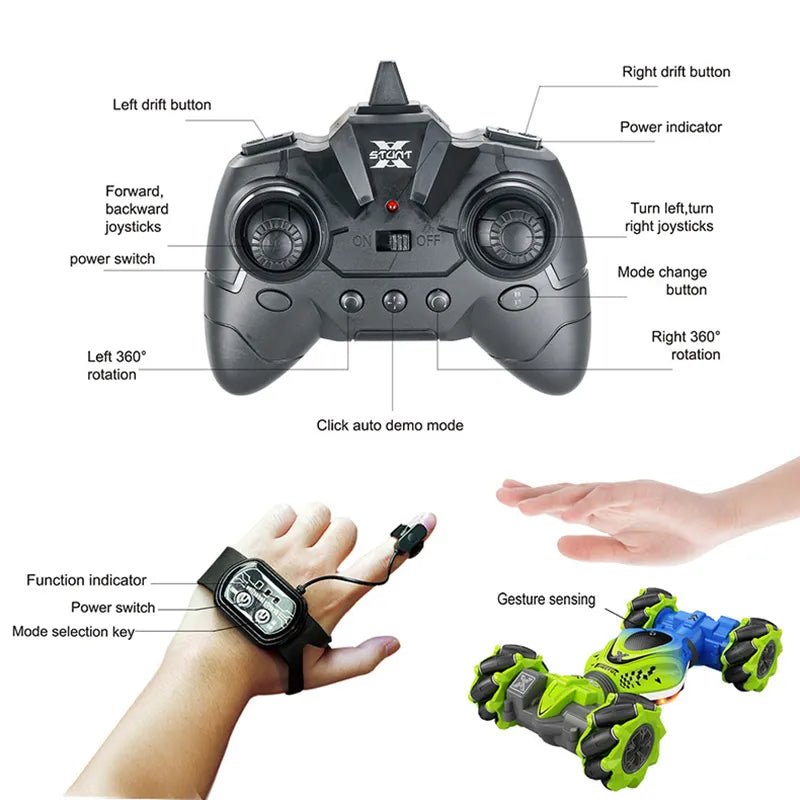 4WD RC Stunt Car with Gesture Sensor - Twist & Drift Toy