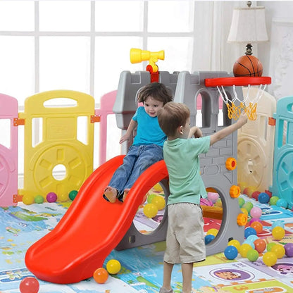 5-in-1 Toddler Slide & Climber with Hoop, Telescope & Tunnel
