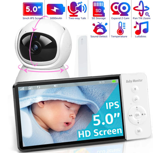 5" IPS PTZ Video Baby Monitor