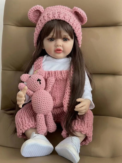 55 CM Reborn Doll - Realistic Silicone Newborn Girl, Toddler Toy Gift