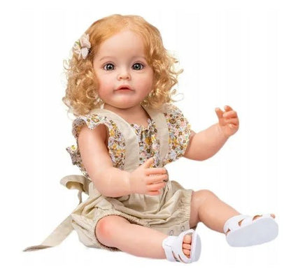 55cm Lifelike Reborn Baby Doll - Curly Hair, Full Silicone