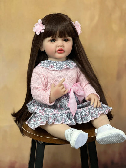 55cm Soft Silicone Reborn Baby Girl - Lifelike, Long Hair