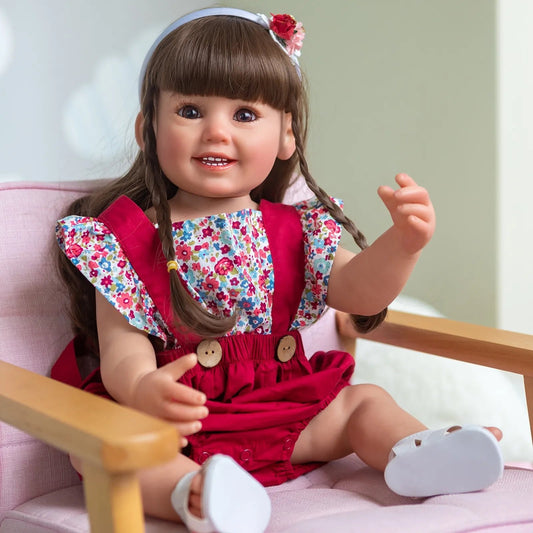 55CM Soft Silicone Reborn Doll - Cammi Smile, Hand-Painted, 3D Doll