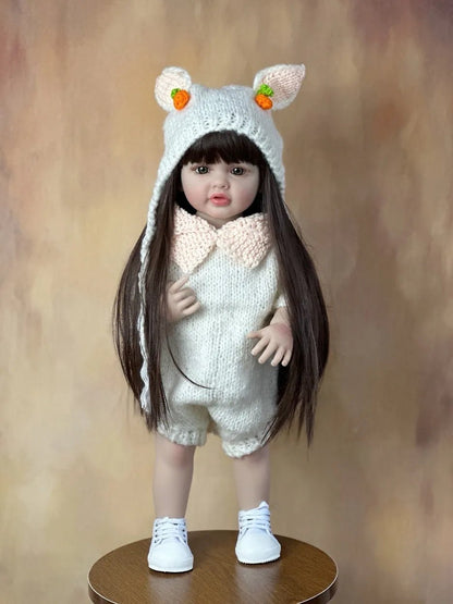 55CM Standing Reborn Doll - Soft Silicone Body, Birthday Gift