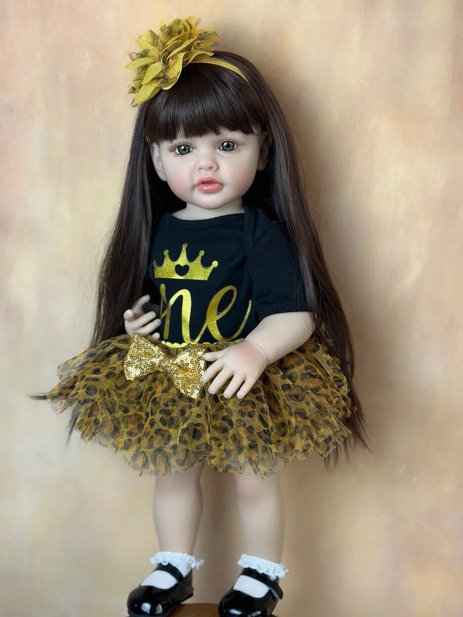 55CM Standing Reborn Doll - Soft Silicone Body, Birthday Gift