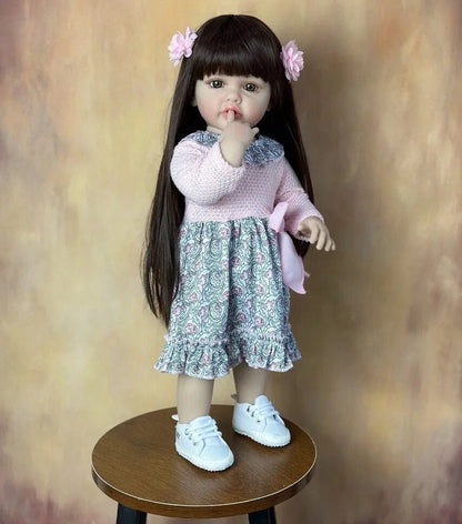 55CM Standing Reborn Doll - Soft Silicone Body, Birthday Gift