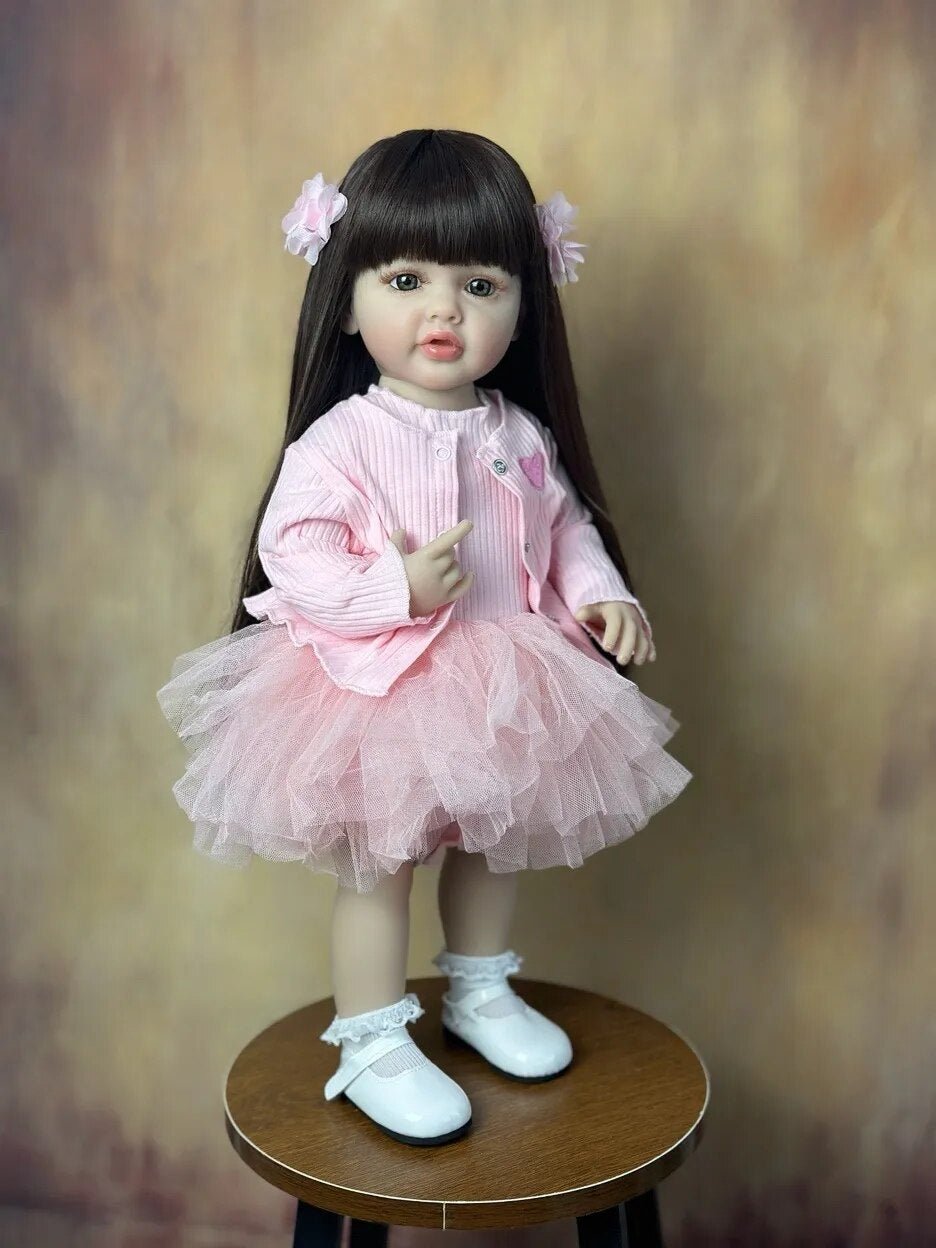 55CM Standing Reborn Doll - Soft Silicone Body, Birthday Gift