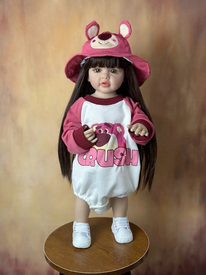 55CM Standing Reborn Doll - Soft Silicone Body, Birthday Gift