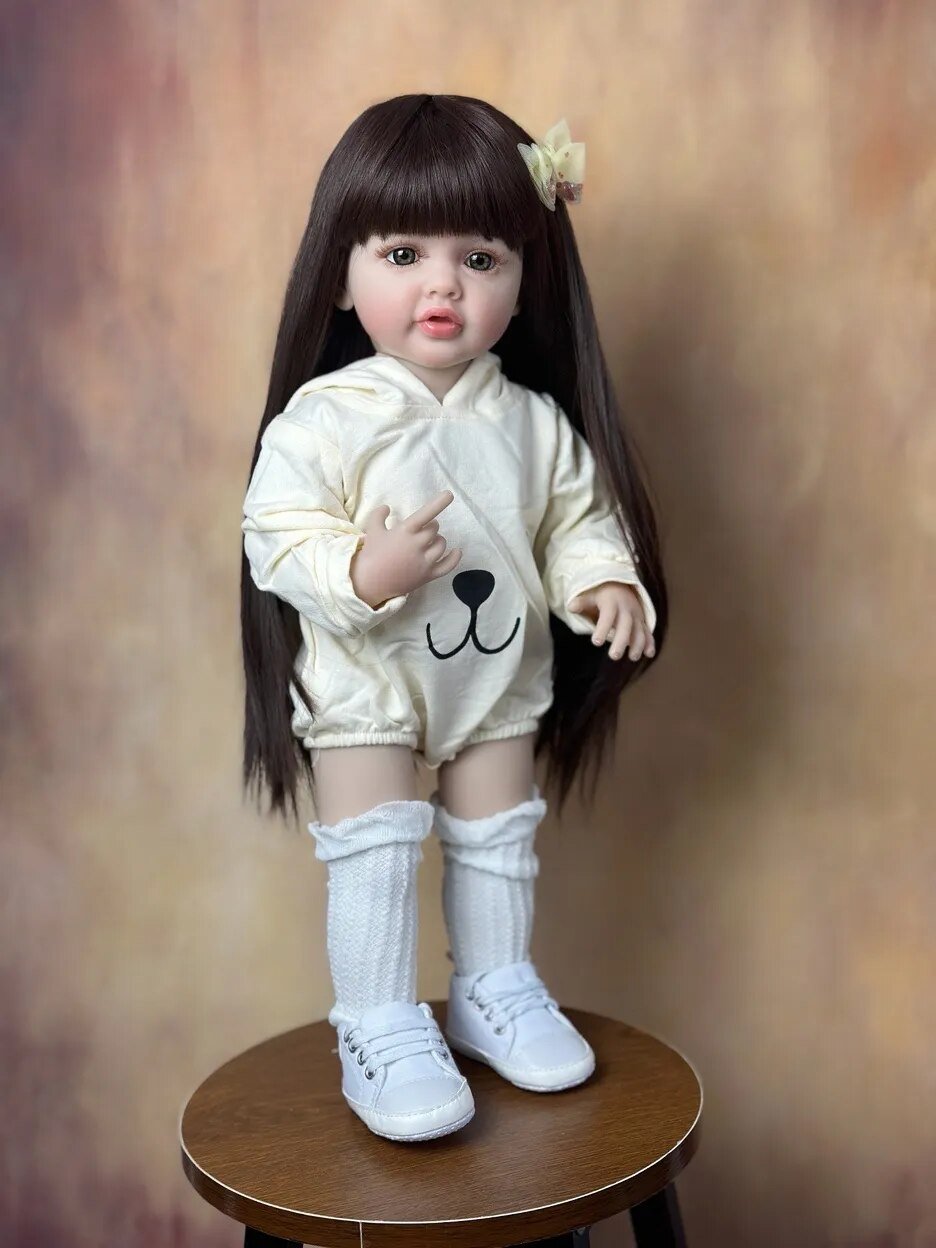 55CM Standing Reborn Doll - Soft Silicone Body, Birthday Gift