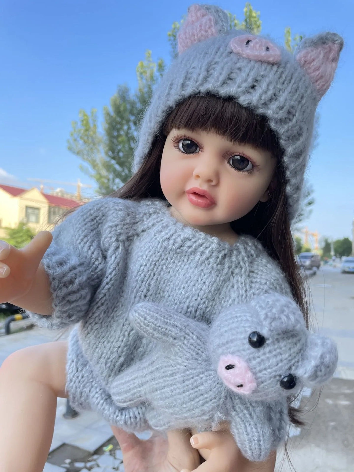 55cm Waterproof Reborn Doll - Silicone, Curly Hair, Bathable