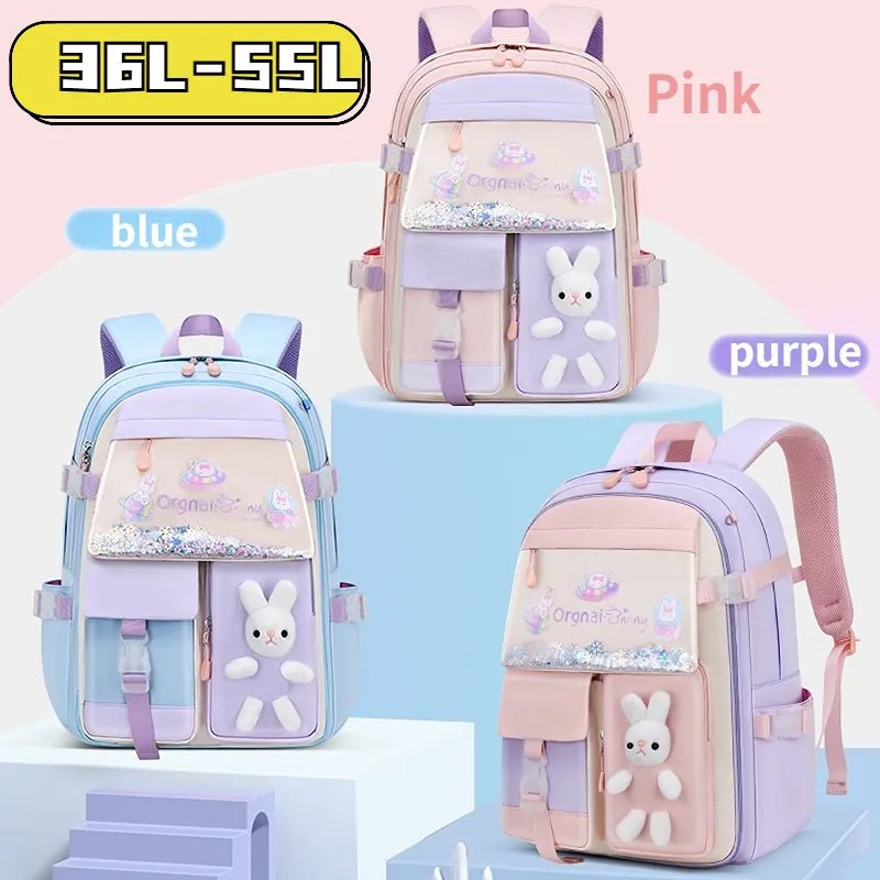 55L Girls' Primary School Backpack: Large, Waterproof, Multiple Pockets