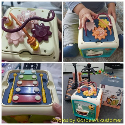 7-in-1 Baby Activity Cube - Shape Sorter, Bead Maze, Musical Learning Toy