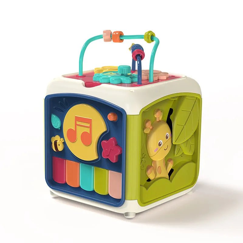7-in-1 Baby Activity Cube - Shape Sorter, Bead Maze, Musical Learning Toy