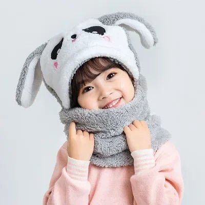 Cartoon Scarf & Hat Set - Double Fleece, Autumn/Winter, Child & Adult