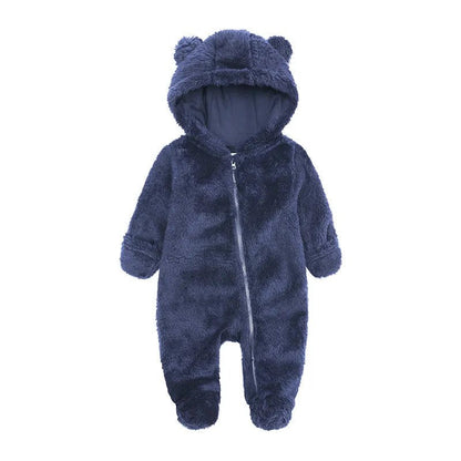 Cozy Bear-Themed Winter Jumpsuit for Newborns (0-12M)