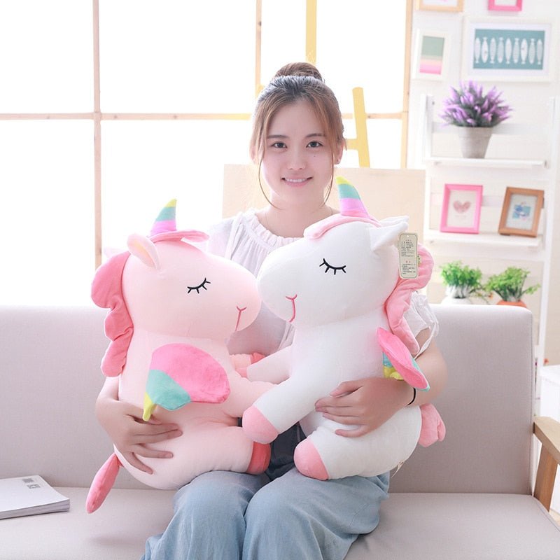25cm 40cm 55cm lovely unicorn plush toy pink fly horse with rainbow wings