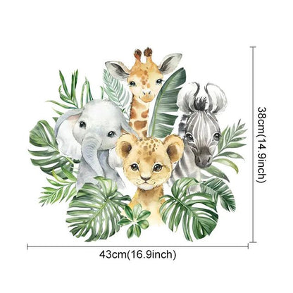 Boho African Animal Wall Decals - Giraffe & Elephant Art