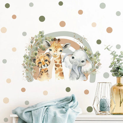 Boho African Animal Wall Decals - Giraffe & Elephant Art