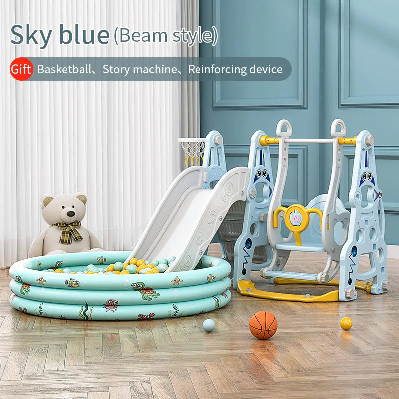 4-in-1 Indoor Playhouse Slide & Swing Set (PE) – YBC-TKR-007