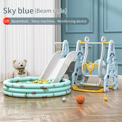 4-in-1 Indoor Playhouse Slide & Swing Set (PE) – YBC-TKR-007