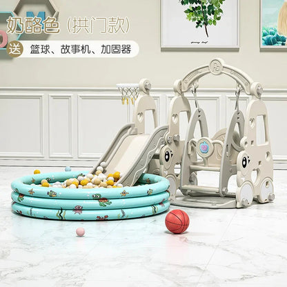 TQH 3-in-1 Indoor Slide & Swing for Toddlers