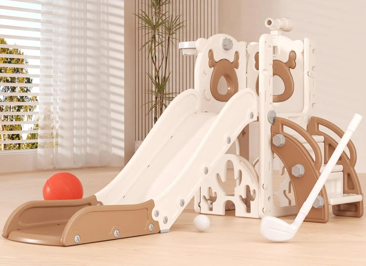 7-in-1 Toddler Slide with Basketball & Mini Golf – Indoor/Outdoor