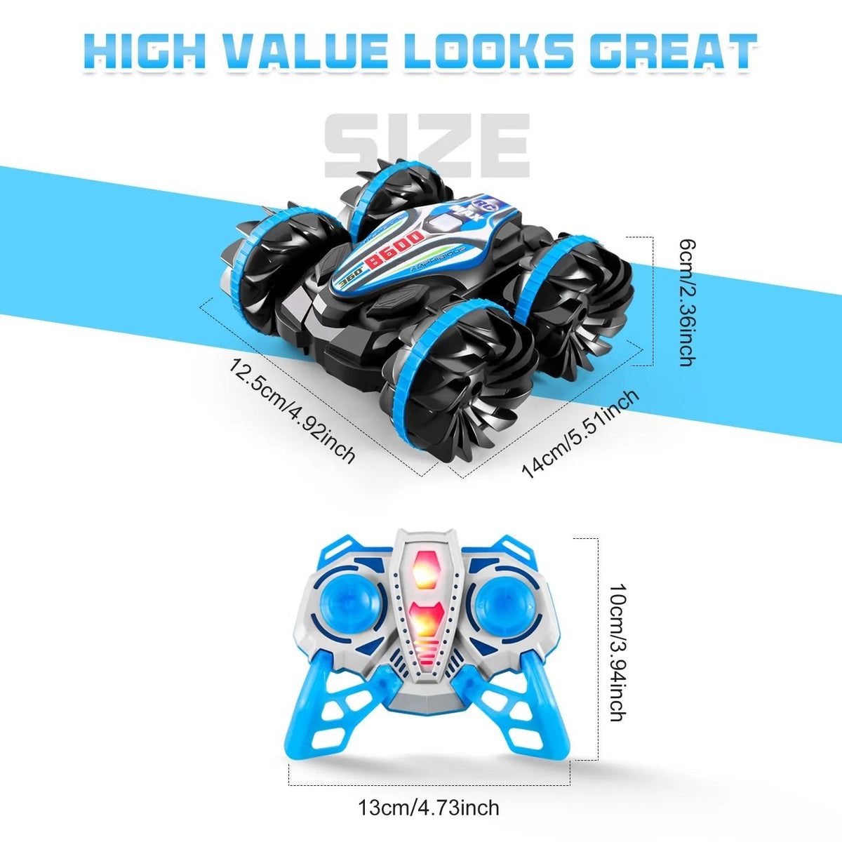 2.4G Amphibious Stunt RC Vehicle, Double-Sided, Kids' Electric Toy