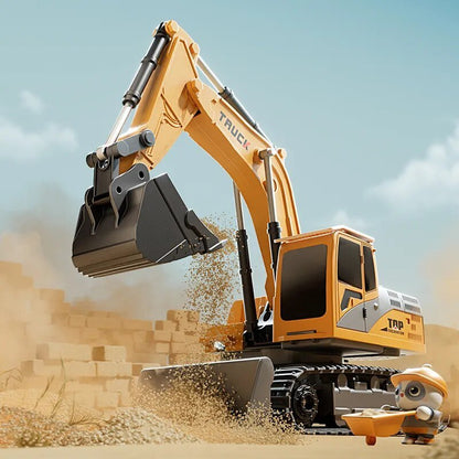 Alloy RC Excavator Toy with Lights & Sound, Kids Engineering Gift