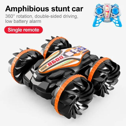 2.4G Amphibious Stunt RC Vehicle, Double-Sided, Kids' Electric Toy