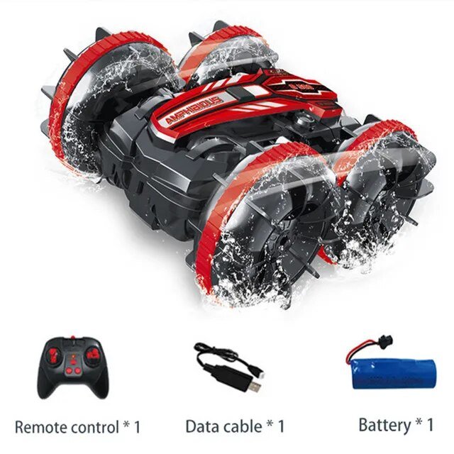 2.4G Amphibious Stunt RC Vehicle, Double-Sided, Kids' Electric Toy