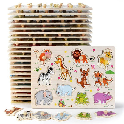 Montessori Wooden Puzzle Boards - 3D Jigsaw for Kids