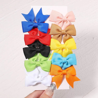 10Pc Cute Bowknot Clips Set for Girls - Handmade Hairpins