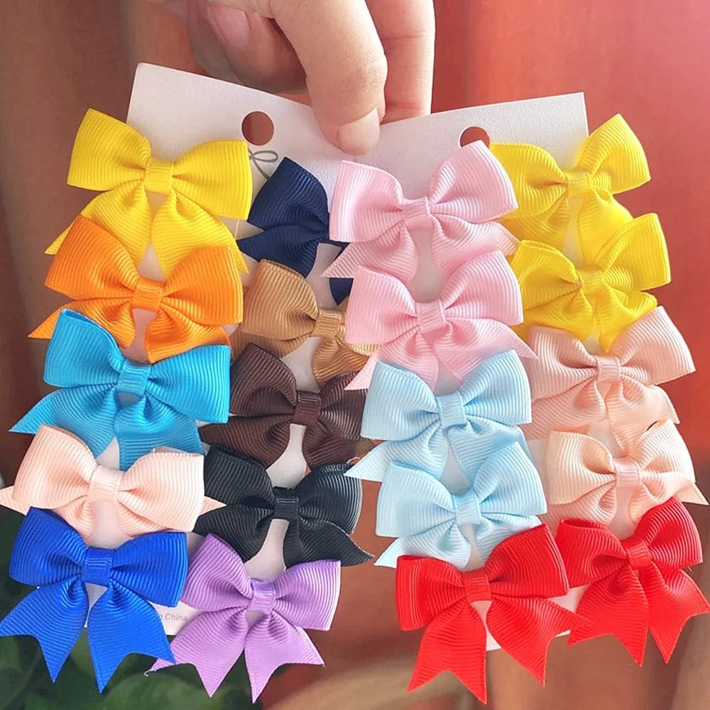 10Pc Cute Bowknot Clips Set for Girls - Handmade Hairpins