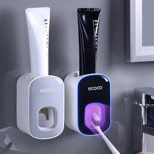Auto Toothpaste Dispenser & Holder Set - Wall Mount, Dust-Proof