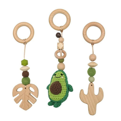 1 Set Wooden Baby Gym & Activity Fitness Stand with Rattle