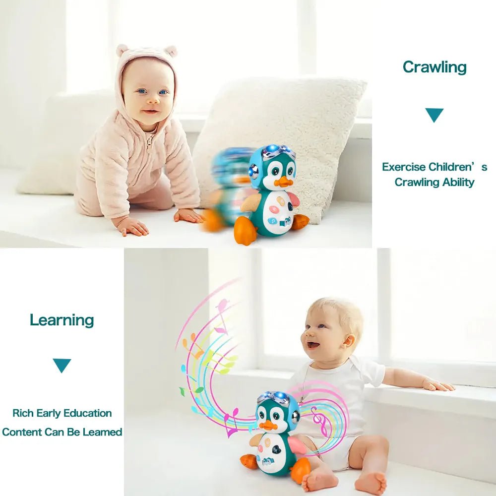 Musical Penguin Crawling Toy - Light-Up Walking &amp; Dancing
