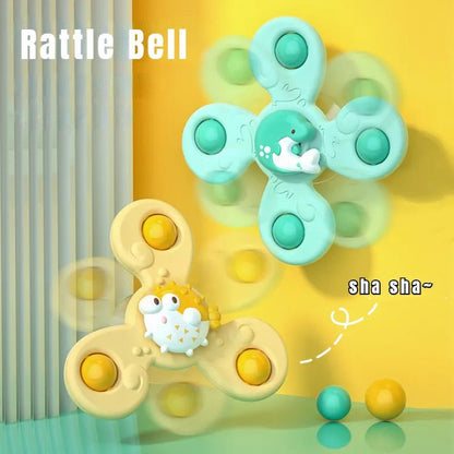 3Pc Baby Bath Sucker Spinners - Cartoon Rattle Fidget Toys