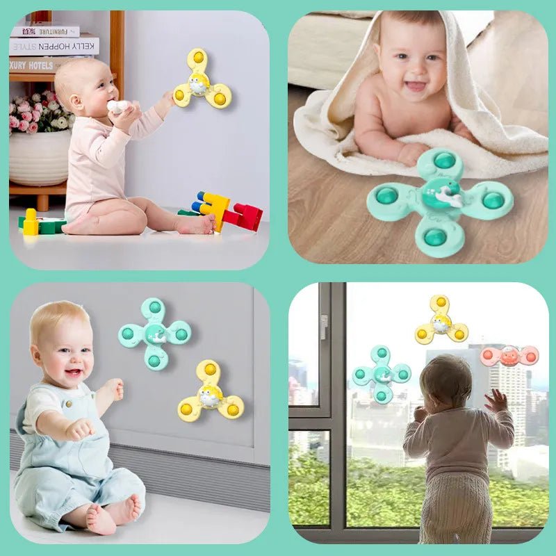 3Pc Baby Bath Sucker Spinners - Cartoon Rattle Fidget Toys