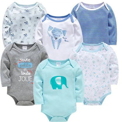 Kavkas 6PC Long Sleeve Bodysuits - 100% Cotton, 0-12M
