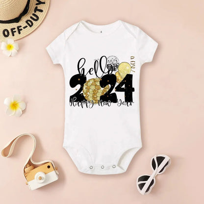 Hello 2024 Baby Bodysuit: Short Sleeve Romper Shower Gift