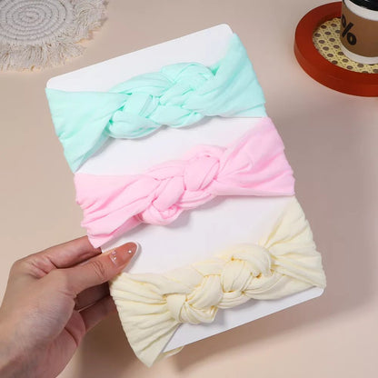 3Pc Cable Knit Baby Headbands - Elastic Turban Hair Bands
